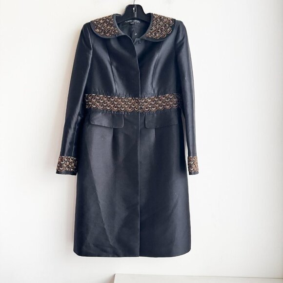 Albert Nipon Jackets & Blazers - Albert Nipon Wool Silk Blend Beaded Detail Knee Lenght Evening Jacket 4